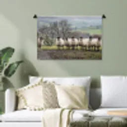 Schapen - Rij - Weide - Dieren - Platteland Wandkleed katoen klein -sfeer7