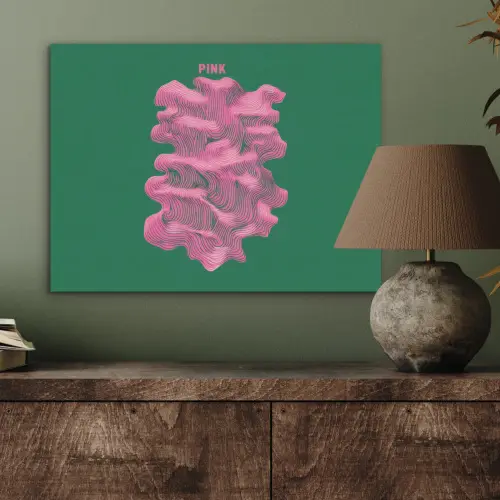 Abstract - Pink - Lijnen - Groen PET vilt klein -sfeer2