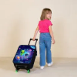 Vrolijke Ontmoeting in de Ruimte Kinderkoffer - Zwart klein -sfeer1