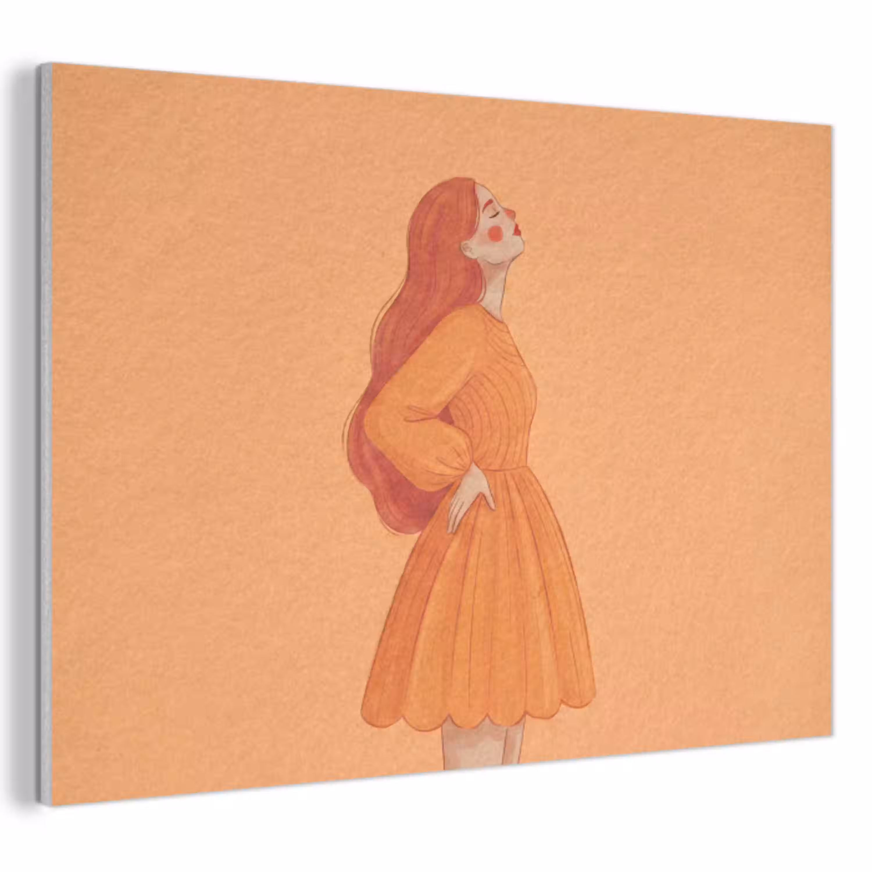 Vrouw - Profiel - Mensen - Modern - Oranje PET vilt klein -3d