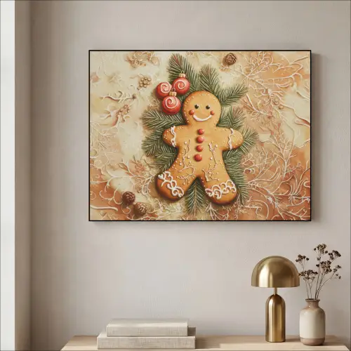 Kerstmis - Koekje - Poppetje - Speculaas Textielframe zwart klein -sfeer2