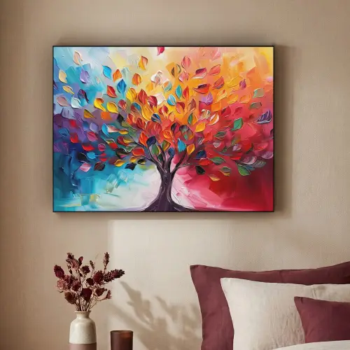 Boom - Levensboom - Kleurrijk - Abstract Textielframe zwart klein -sfeer1