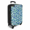 Dierenprints - Panterprint koffer in blauw en pastelgroen NBS - Handbagage koffer - Unisex middel -productfoto_3d