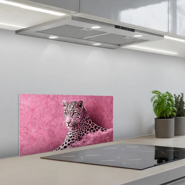 Panter - Luxe - Roze keuken achterwand spatscherm klein -3d_schuin