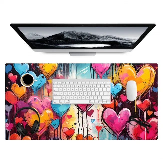 Hartjes - Kleuren - Kunst - Liefde Muismat XXL klein -3d