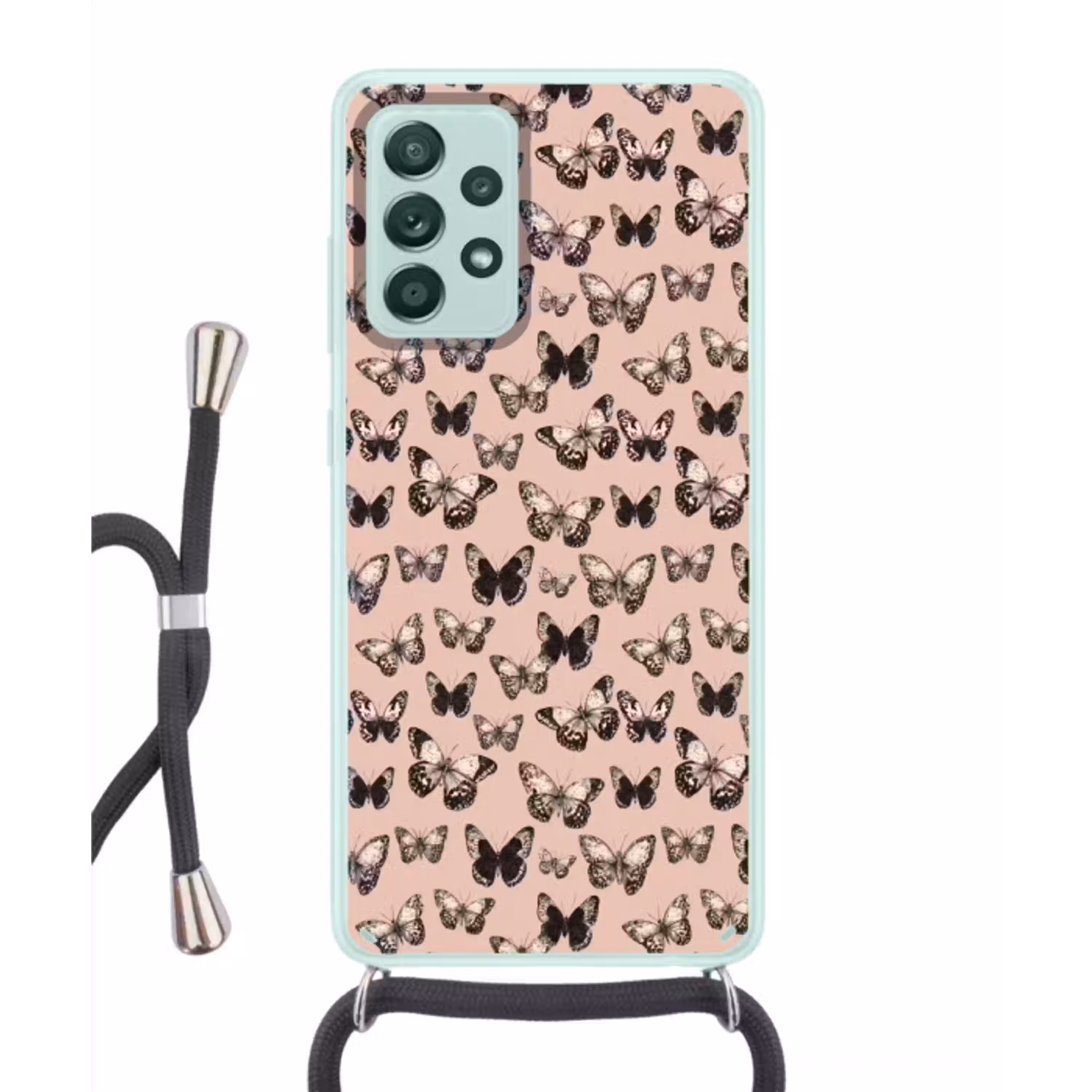 Tijdloos - Vlinders - Perzik Hoesje Samsung Galaxy A52 met koord klein 792 -3d