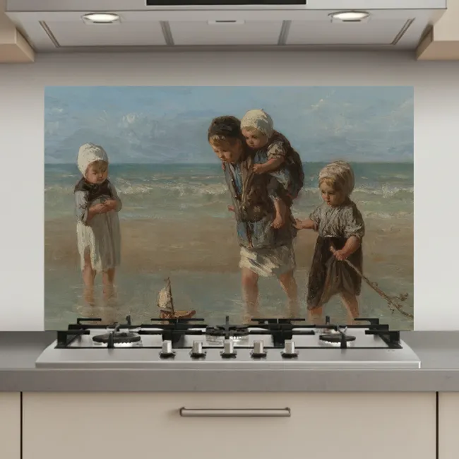 Kinderen der zee - Schilderij van Jozef Israëls keuken achterwand spatscherm klein -3d_website