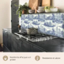 Huizen - Bomen - Water - Vogels - Blauw keuken achterwand 2 middel 871 -usp_IT