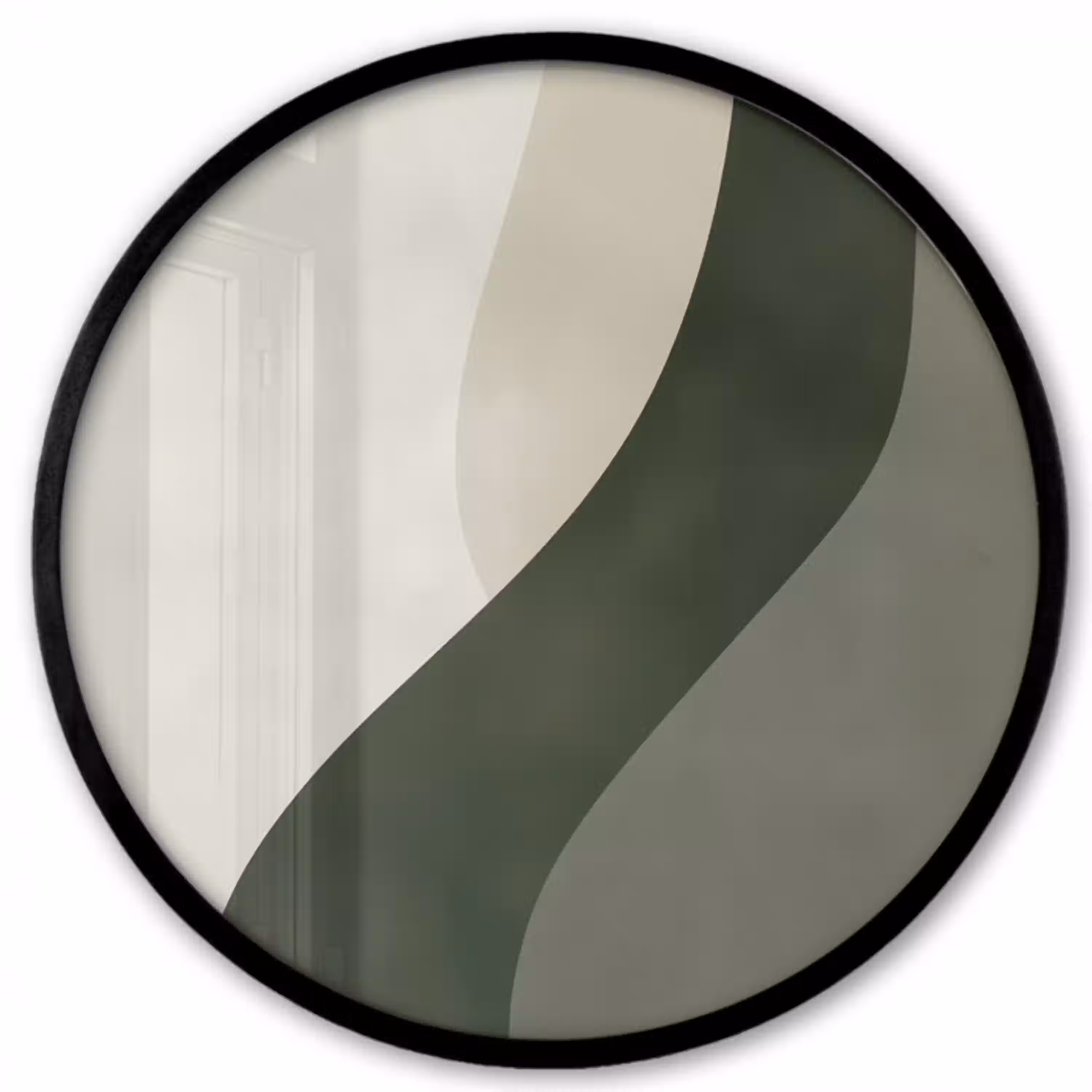 Japandi - Groen - Abstract - Modern Fotolijst rond zonder passe partout klein -3d
