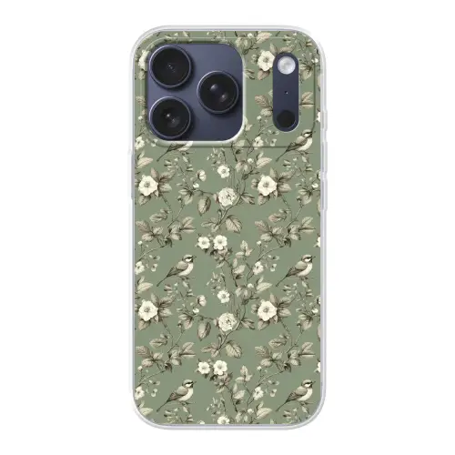 Botanisch - Vogels - Groen Telefoonhoesje iPhone 17 Pro klein 878 -3d