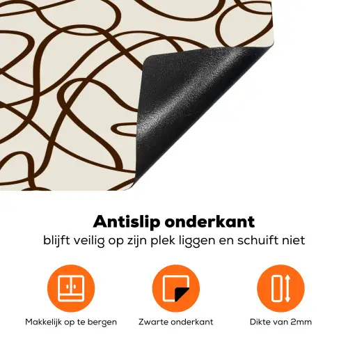 Beige - Lijnen - Donkerbruin Inductie beschermer vinyl 3mm klein 276 -zzzzzzz-td-onderkant