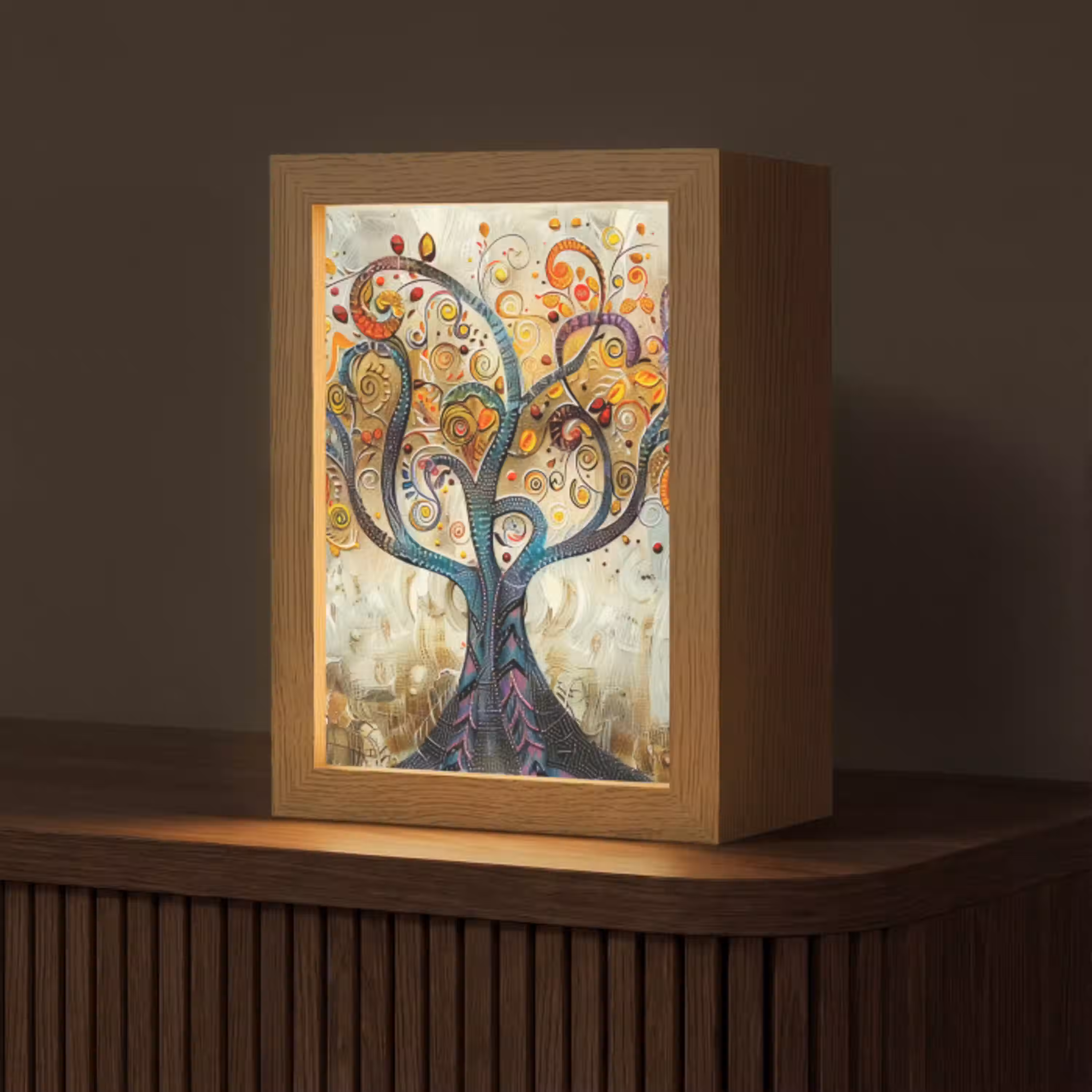 Boom - Kunst - Modern - Natuur Light Box met kabel (Tafellamp) klein -z3d_website