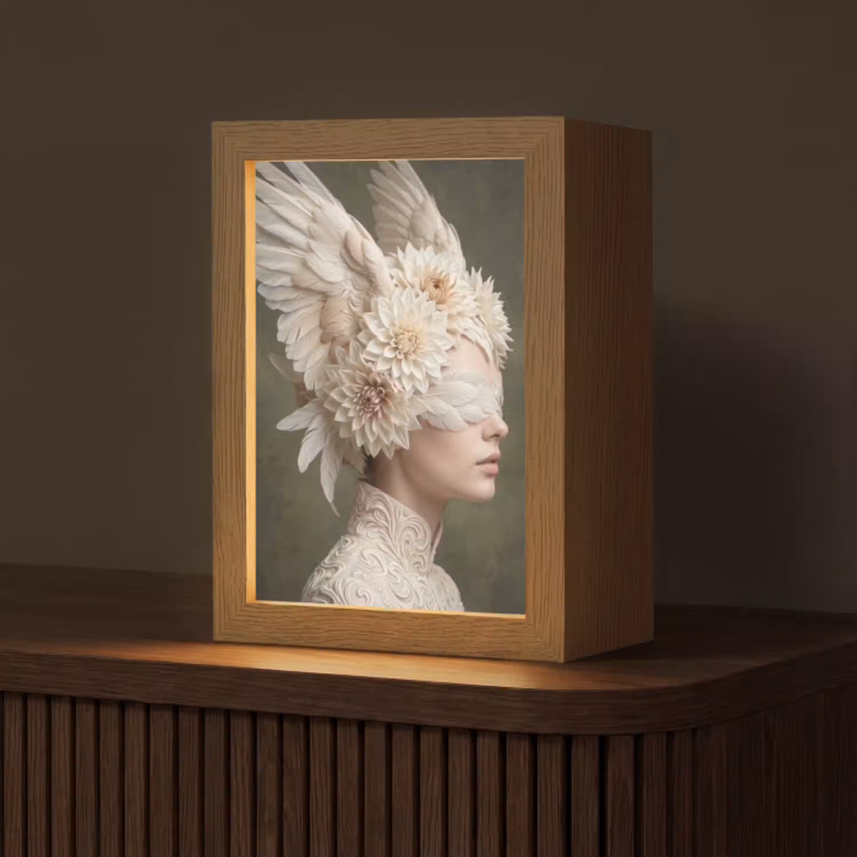 Vleugels - Vrouw - Wit Light Box met kabel (Tafellamp) klein -z3d_website