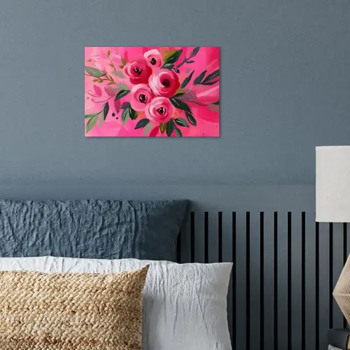 Bloemen - Verf - Roze poster papier klein -sfeer2
