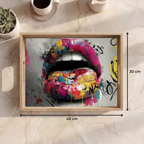 Lippen - Graffiti - Expressief Dienblad Rechthoek middel -USP_Formaat
