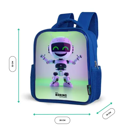 Robot met paars en groen licht Kinderrugzak - Blauw middel -productfoto_formaten