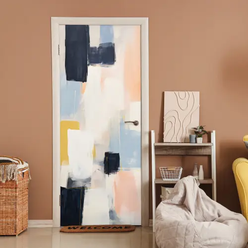 Kunst - Wit - Abstract - Modern deurposter klein -sfeer1