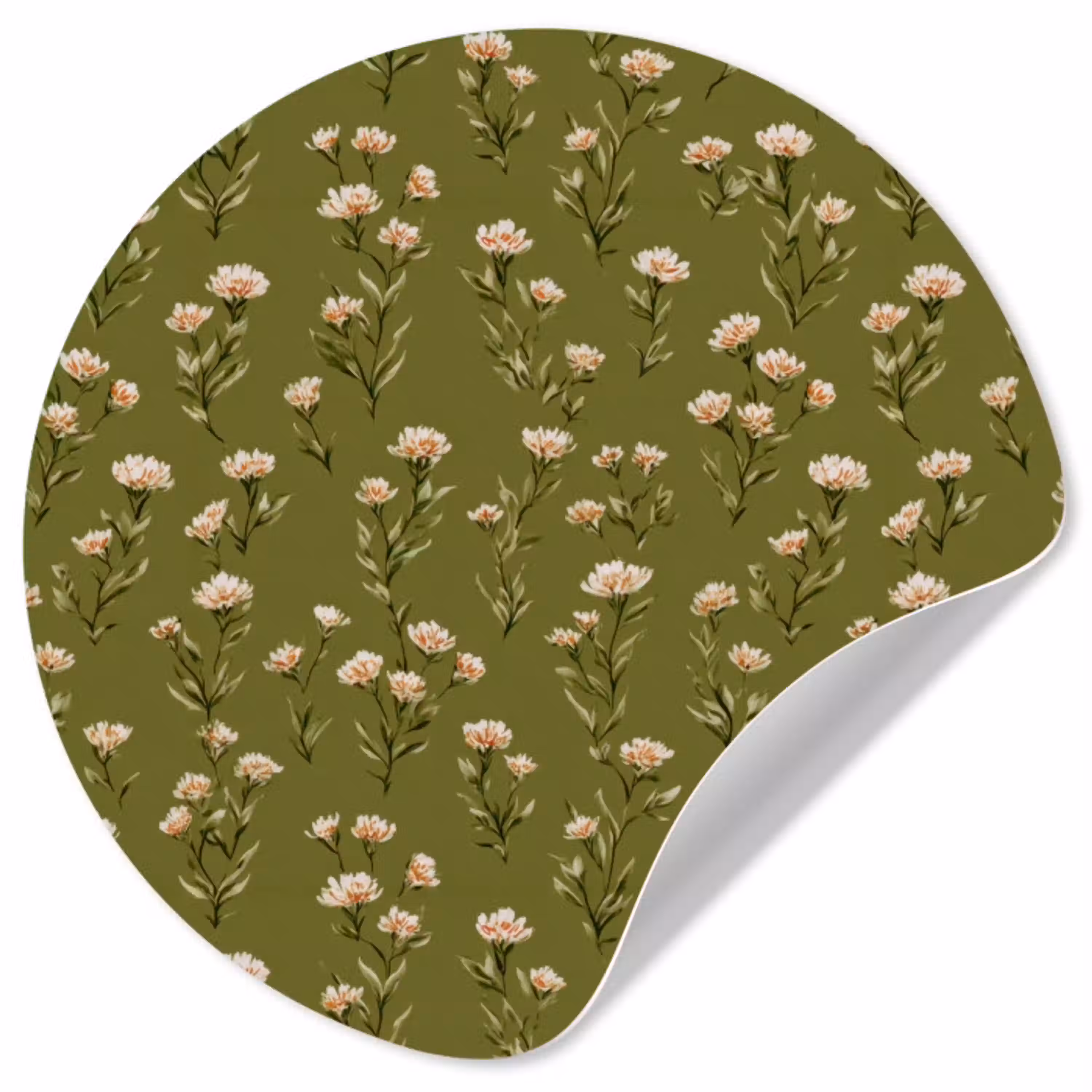 Landelijk - Bloemen -  Groen Wandcirkel behangsticker klein 186 -3d