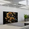 Bloemen - Goud - Zwart - Kunst keuken achterwand spatscherm klein -3d_schuin