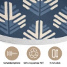 Modern - Patroon - Blauw Akoestische PET Vilt - Rond klein 838 -closeup_DE