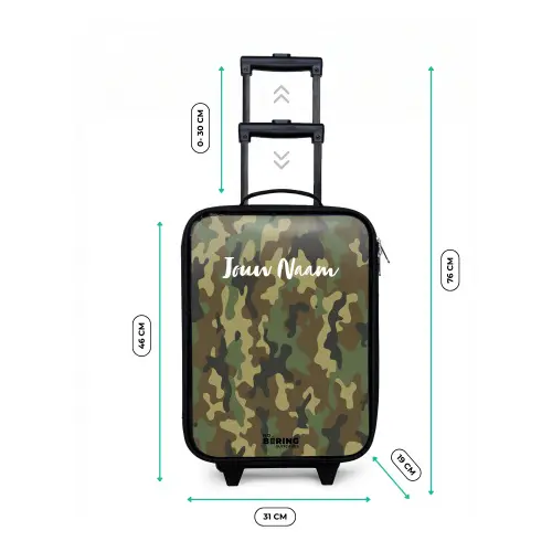 Groene camouflage met zandkleur Kinderkoffer - Zwart klein -productfoto_formaten