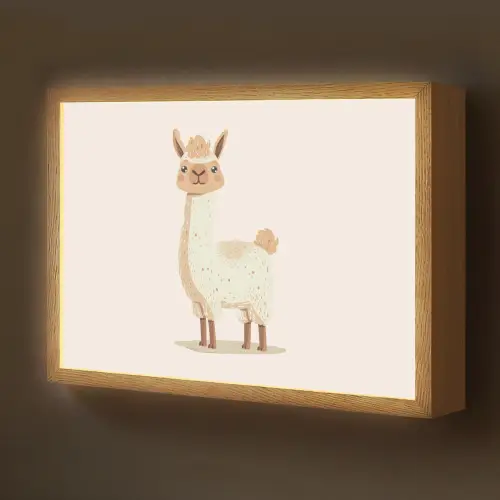 Lama - Dieren - Boerderij - Pastel Light Box met batterij (Wandlamp kind) middel -z3d_website