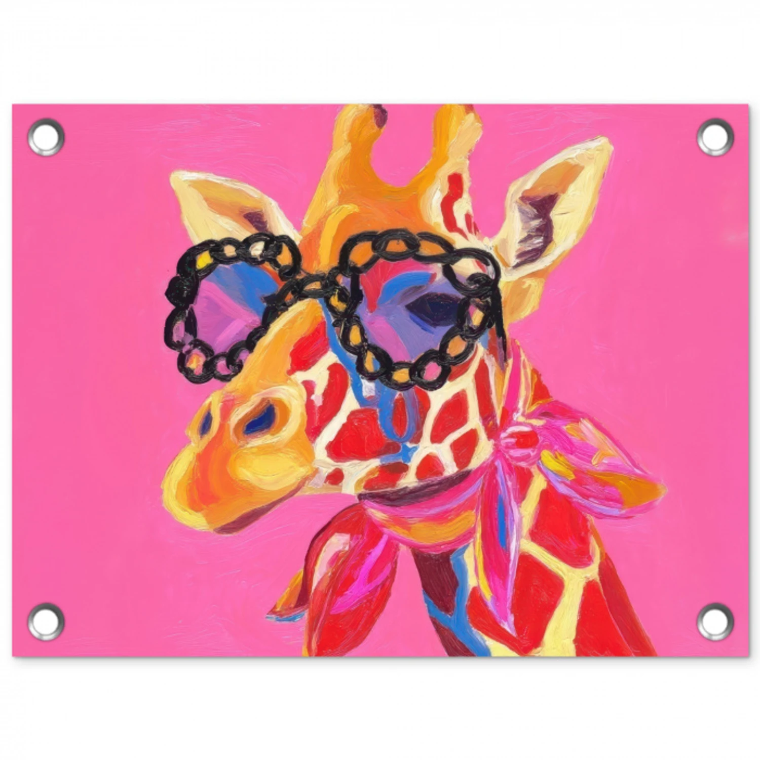 Giraf - Roze - Bril - Sjaal tuinposter los doek klein -3d