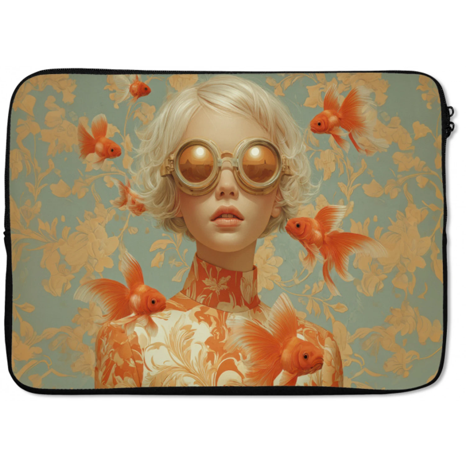 Goudvissen - Oranje - Vrouw - Blond laptophoes neopreen klein -zkaufland3dotto