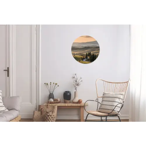 Toscaans - Landschap - Heuvels Wandcirkel aluminium klein -woonkamer