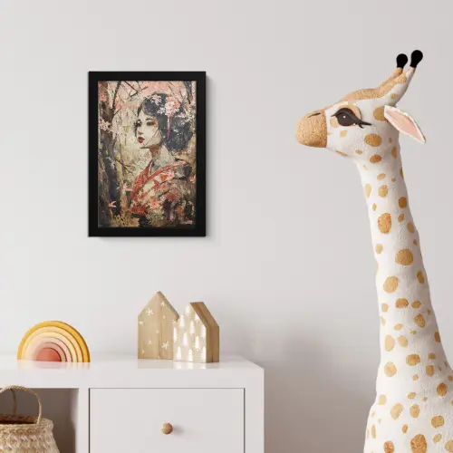 Kimono - Vrouw - kersenbomen fotolijst zwart zonder passe partout klein -usfeer4_kinderkamer