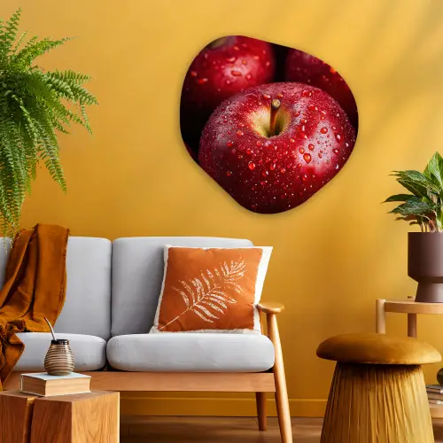 Rood - Appels - Fruit Wandcirkel Organisch Plexiglas middel -sfeer4