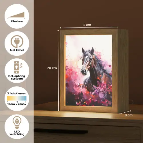 Paard - Dieren - Meisje - Roze Light Box met kabel klein -USP_NL