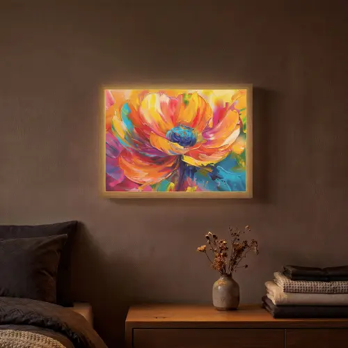 Bloem - Verflook - Modern - Abstract - Kleuren Light Box met batterij (Wandlamp) middel -sfeer4