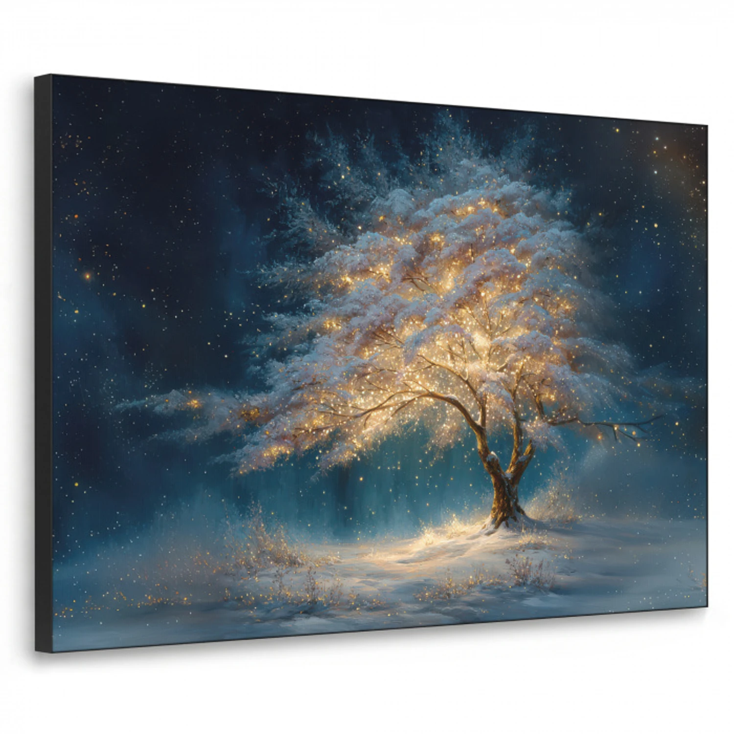 Levensboom - Nacht - Donker - Blauw Textielframe - compleet frame klein -3d