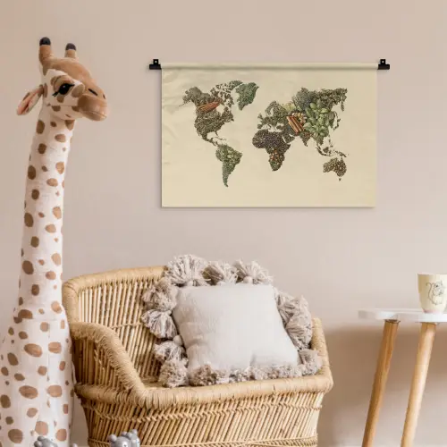 Wereldkaart - Kruiden - Kleurrijk Wandkleed katoen klein -wsfeer5_kind