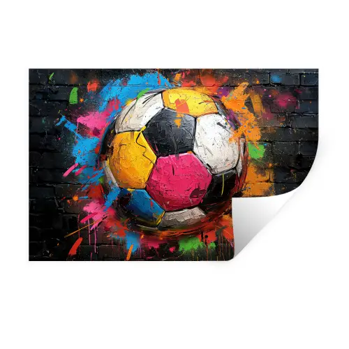 Graffiti - Voetbal - Muur - Street art - Sport Muursticker klein -3d