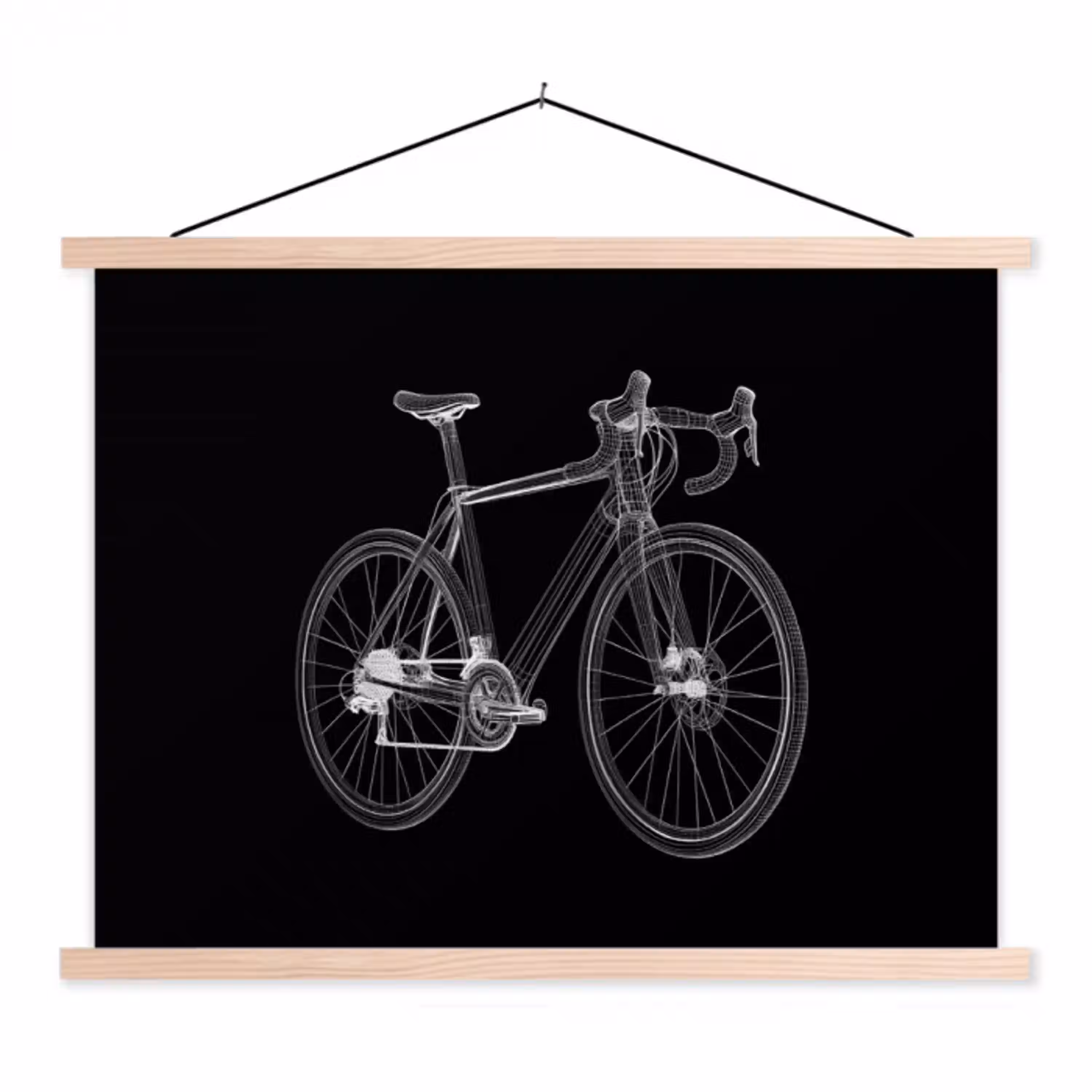 Lijnen - Illustratie - Wit textielposter latten blank klein -3d