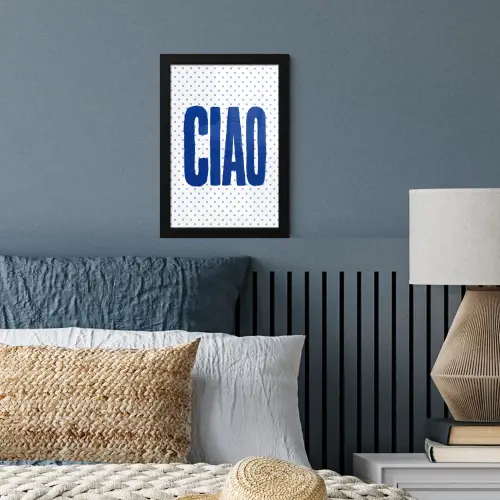 Ciao - Blauw - Stippen fotolijst zwart zonder passe partout klein -sfeer3
