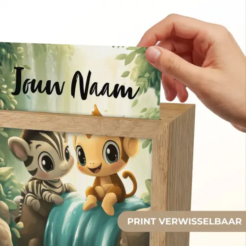 Zebra - Aapje - Waterval - Rotsen Light Box met kabel (Kinderlampje) klein -USP_websiteprintNL