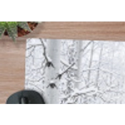 Berkenbomen - Sneeuw - Winter - Bos - Wit muismat rubber klein -closeup