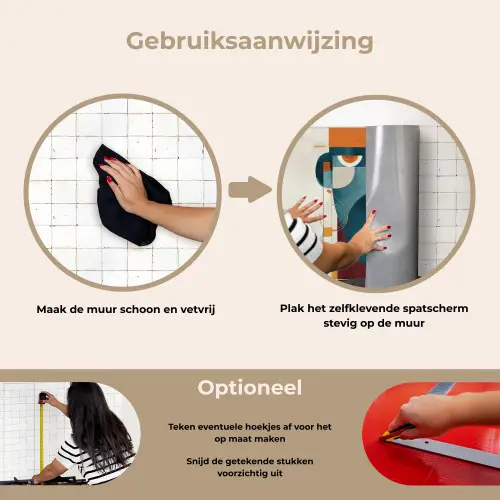 Geometrisch - Strakke vormen - Kleurrijk keuken achterwand spatscherm klein -gebruiksaanwijzing_NL