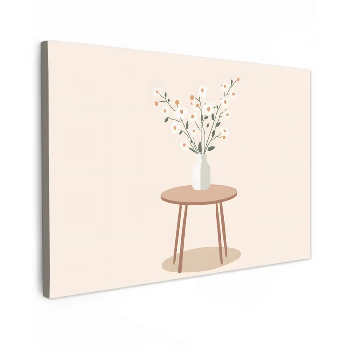 Vaas - Bloemen - Madeliefjes - Beige canvas 2cm klein -z3d