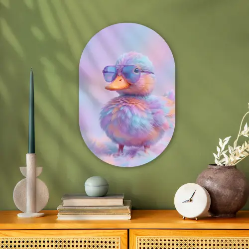 Eend - bril - Pastel Wandcirkel Ovaal Forex klein -sfeer2