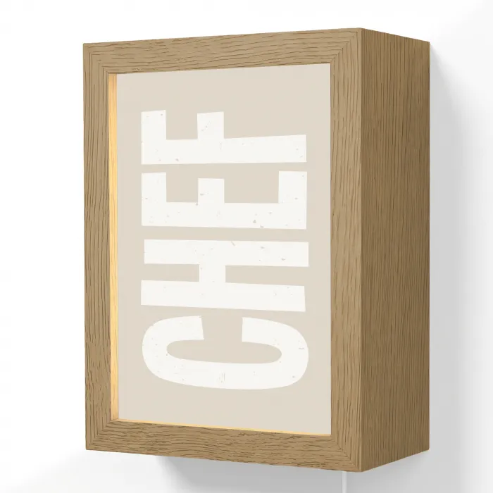 Wit - Chef - Decoratie - Japandi Light Box met kabel (Wandlamp) klein -3d