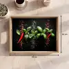 Chilipepers - Basilicum - Blaadjes - Rood Dienblad Rechthoek middel -USP_Formaat