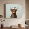 Schotse Hooglander - Bruin - Hoorns - Kokskleding Textielframe zwart klein -sfeer3