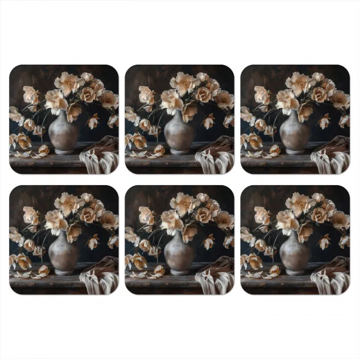Bloemen - Vaas - Kunst - Stilleven onderzetter kurk middel -3d