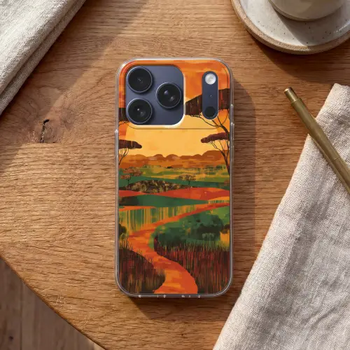 Landschap - Afrikaans - Zon Telefoonhoesje iPhone 17 Pro klein -sfeer1