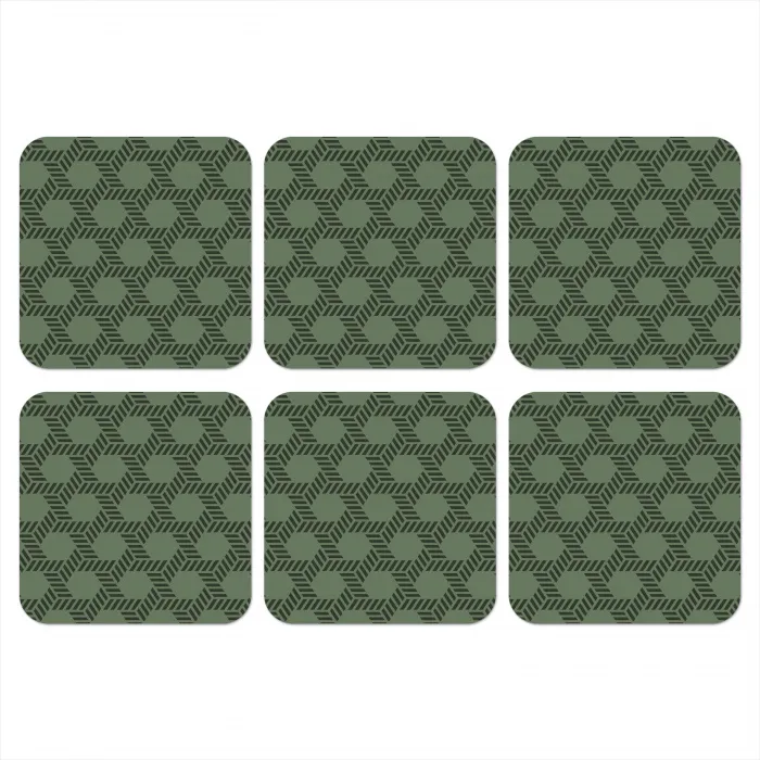Patroon - Groen - Geometrisch onderzetter kurk middel 366 -3d