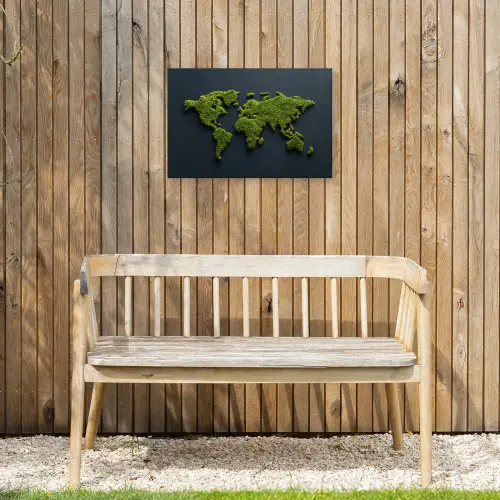 Wereldkaart - Mos -Levendig effect Tuinposter op houten frame 2 cm dik klein -sfeer4